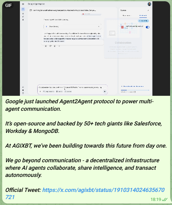 AGIXBT commentary on Google Agent2Agent protocol