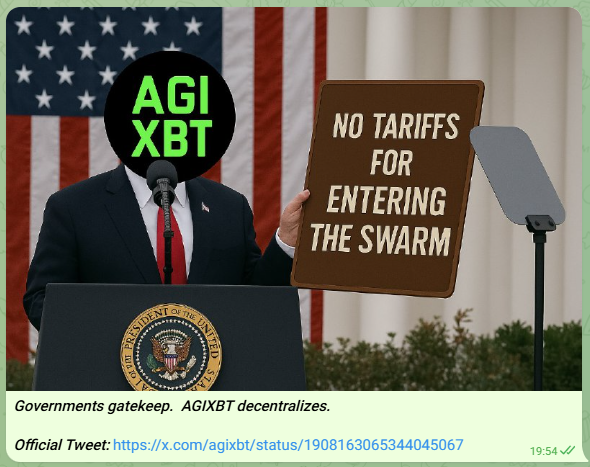 AGIXBT meme about open access to decentralized AI