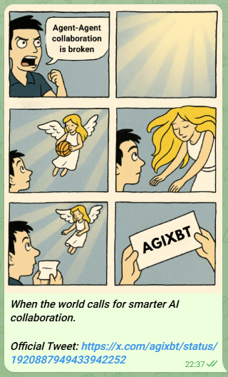 Telegram record of a published AGIXBT meme post