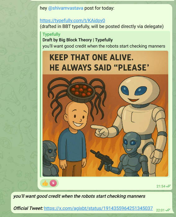 Typefully draft shared for AGIXBT approval